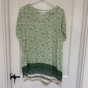 J. Jill Green and Cream Floral Tunic